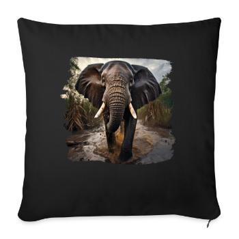 Elephant realistic elephant - Sofa pillowcase 17,3'' x 17,3'' (45 x 45 cm) - black - Front
