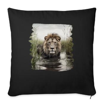 Löwen realistic Löwe - Sofakissenbezug 45 x 45 cm - Schwarz - Vorne
