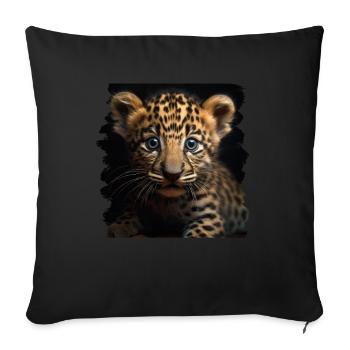 Leoparden Leoparde realistic Leopard - Sofa pillowcase 17,3'' x 17,3'' (45 x 45 cm) - black - Front