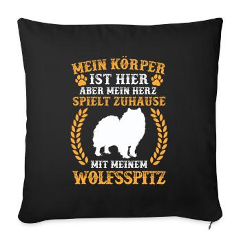 Spiele mit meinem Wolfsspitz Deutscher Keeshond - Sofakissenbezug 45 x 45 cm - Schwarz - Vorne