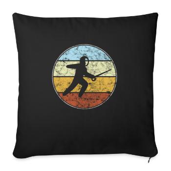 Fechten Retro - Sofakissenbezug 45 x 45 cm - Schwarz - Vorne