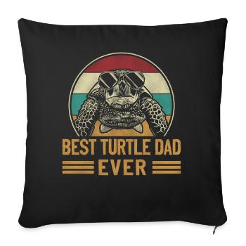 Tortue de mer Tortue Papa Rétro - Housse de coussin décorative 45 x 45 cm - noir - Devant