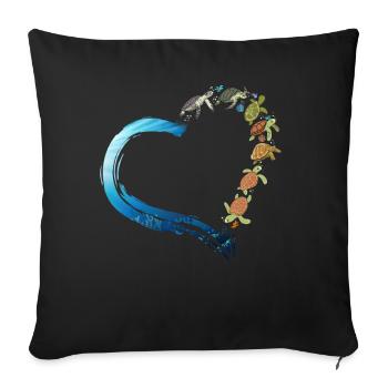 Sea Turtle Tortoise Heart - Sofa pillowcase 17,3'' x 17,3'' (45 x 45 cm) - black - Front