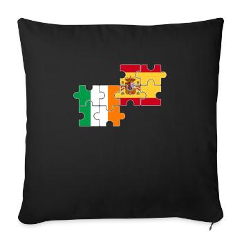 Ireland Spain Heartbeat Flag Spanish Irish - Sofa pillowcase 17,3'' x 17,3'' (45 x 45 cm) - black - Front