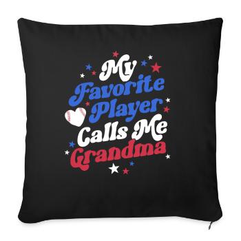 Mon joueur préféré m’appelle grand-mère rétro - Housse de coussin décorative 45 x 45 cm - noir - Devant