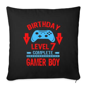 Sept 7 ans BDay Son Garçon Drôle Gamer 7ème 7 ans - Housse de coussin décorative 45 x 45 cm - noir - Devant