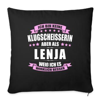 Name Lenja Vorname Klugscheisserin Namenstag - Sofakissenbezug 45 x 45 cm - Schwarz - Vorne