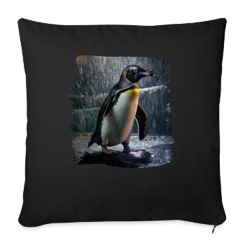 Penguins realistic penguin - Sofa pillowcase 17,3'' x 17,3'' (45 x 45 cm) - black - Front