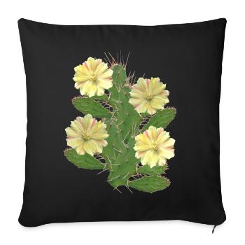 Cactus - Fleurs de cactus - Flore - Afrique - Housse de coussin décorative 45 x 45 cm - noir - Devant