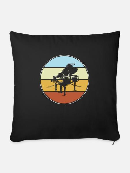 Klavier Retro - Sofakissenbezug 45 x 45 cm - Schwarz