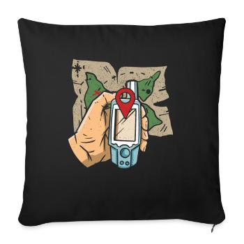 Carte + GPS + Destination - Geocaching Geocacher - Housse de coussin décorative 45 x 45 cm - noir - Devant