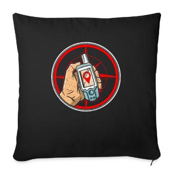 Compass + Hand with GPS Receiver - Geocaching - Sofa pillowcase 17,3'' x 17,3'' (45 x 45 cm) - black - Front