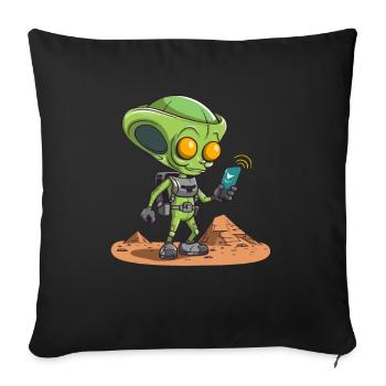Alien als Geocacher - Geocaching Geocacher - Sofakissenbezug 45 x 45 cm - Schwarz - Vorne