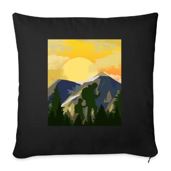 Montagnes de géocachette Father Son - Geocaching Geocacher - Housse de coussin décorative 45 x 45 cm - noir - Devant