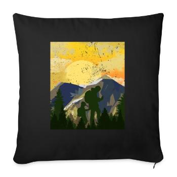 Montagnes de géocachette Father Son - Geocaching Geocacher - Housse de coussin décorative 45 x 45 cm - noir - Devant