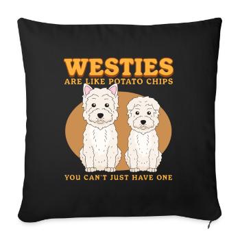 Westie Dogs West Highland Terrier Gift - Sofa pillowcase 17,3'' x 17,3'' (45 x 45 cm) - black - Front