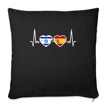 Israel Spain Vintage Heartbeat Flag Israeli - Sofa pillowcase 17,3'' x 17,3'' (45 x 45 cm) - black - Front