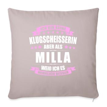 Name Milla Vorname Klugscheisserin Namenstag - Sofakissenbezug 45 x 45 cm - helles Taupe - Vorne