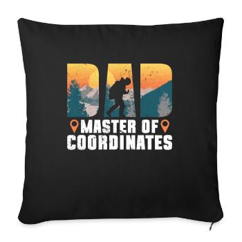 Papa - Maître des Coordonnées - Géocaching - Housse de coussin décorative 45 x 45 cm - noir - Devant