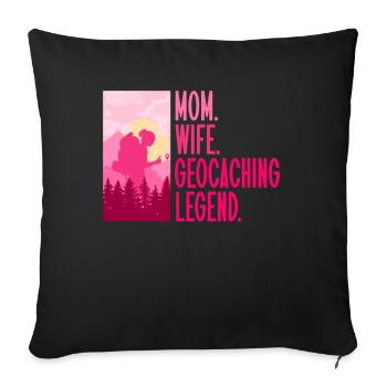Mère. Femme. Légende du géocaching. - Géocaching - Housse de coussin décorative 45 x 45 cm - noir - Devant