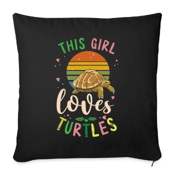 Sea Turtle Tortoise Retro Vintage - Housse de coussin décorative 45 x 45 cm - noir - Devant