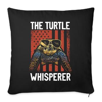 Sea Turtle Tortoise American Flag - Sofa pillowcase 17,3'' x 17,3'' (45 x 45 cm) - black - Front