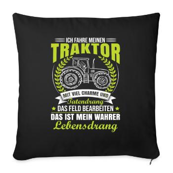 Traktorfahrer Sprüche Schlepper - Sofakissenbezug 45 x 45 cm - Schwarz - Vorne