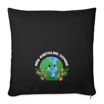 New Earthling Coming - Baby Announcement - Sofa pillowcase 17,3'' x 17,3'' (45 x 45 cm) - black - Front