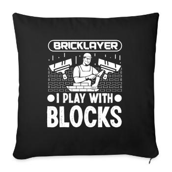 Mason Bricklayer Play With Blocks Masonry - Sofa pillowcase 17,3'' x 17,3'' (45 x 45 cm) - black - Front