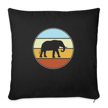 Éléphant Rétro - Housse de coussin décorative 45 x 45 cm - noir - Devant