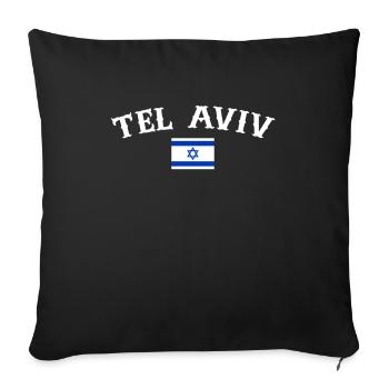 Tel Aviv Israël Drapeau israélien Israélien - Housse de coussin décorative 45 x 45 cm - noir - Devant
