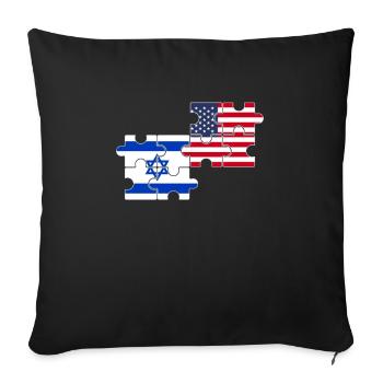 Israël USA Drapeau Américain Israélien - Housse de coussin décorative 45 x 45 cm - noir - Devant