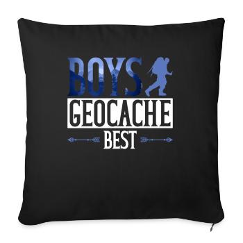 Jungen Geocache Best - Geocaching Geocacher - Sofakissenbezug 45 x 45 cm - Schwarz - Vorne