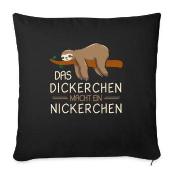 Das Dickerchen macht Nickerchen Faultier - Sofakissenbezug 45 x 45 cm - Schwarz - Vorne