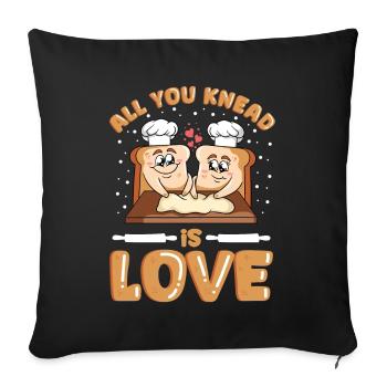Kawaii Baker All you knead is love Baking - Sofa pillowcase 17,3'' x 17,3'' (45 x 45 cm) - black - Front