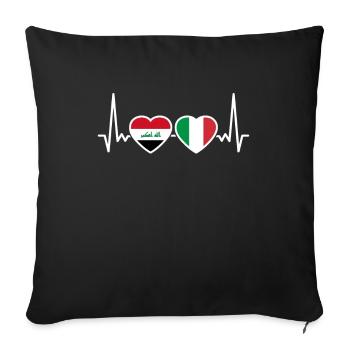 Irak Italie Heartbeat Flag Irakiens italiens - Housse de coussin décorative 45 x 45 cm - noir - Devant