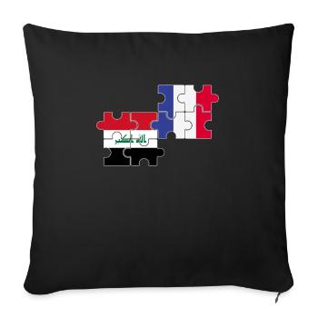 Irak France Drapeau Français Irakiens - Housse de coussin décorative 45 x 45 cm - noir - Devant