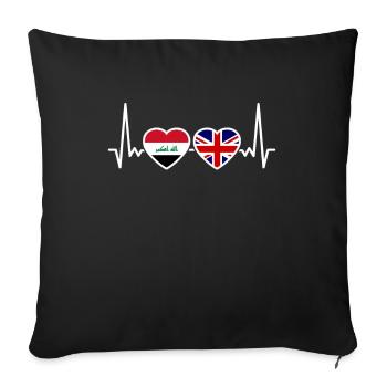 Iraq UK Heartbeat Flag British Iraqis - Sofa pillowcase 17,3'' x 17,3'' (45 x 45 cm) - black - Front