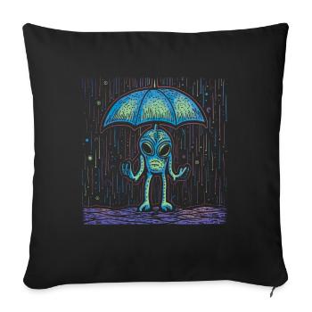 Alien Außerirdische Regen Regenschirm - Sofakissenbezug 45 x 45 cm - Schwarz - Vorne