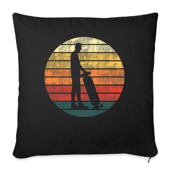 Skater Skateboard Rider Skateboarder Retro - Sofa pillowcase 17,3'' x 17,3'' (45 x 45 cm) - black - Front