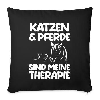 Pferde Pferdeliebhaber Katzenliebhaber Katzen - Sofakissenbezug 45 x 45 cm - Schwarz - Vorne