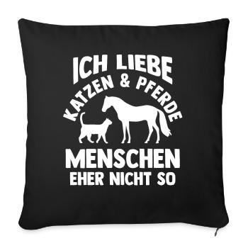 Katzen Pferdeliebhaber Katzenliebhaber Pferde - Sofakissenbezug 45 x 45 cm - Schwarz - Vorne