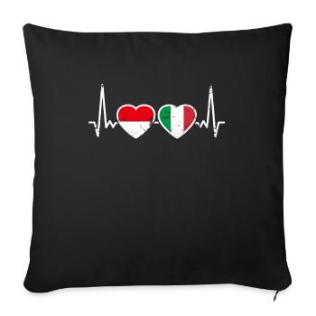 Indonésie Italie Vintage Heartbeat Flag - Housse de coussin décorative 45 x 45 cm - noir - Devant