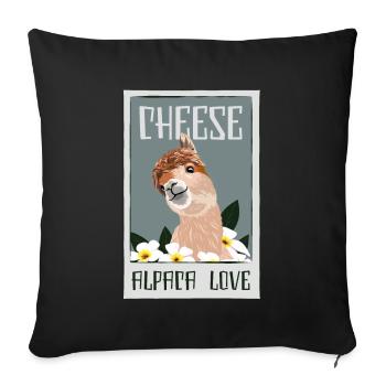 Cheese Alpaca Love Lama Pako Huacaya - Sofa pillowcase 17,3'' x 17,3'' (45 x 45 cm) - black - Front