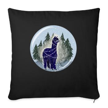 Lama Pako Huacaya Alpaca Breeder Alpaca - Sofa pillowcase 17,3'' x 17,3'' (45 x 45 cm) - black - Front