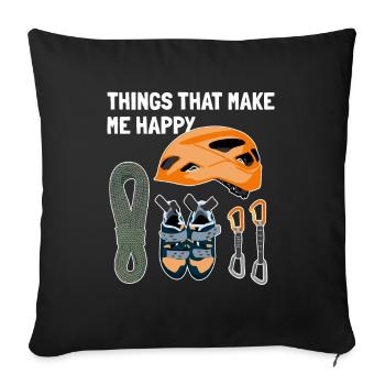Les choses qui me rendent heureux Alpin Climbing Kraxler - Housse de coussin décorative 45 x 45 cm - noir - Devant
