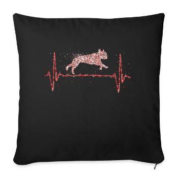 French Bulldog Heartbeat Dog Mom Dogs - Sofa pillowcase 17,3'' x 17,3'' (45 x 45 cm) - black - Front