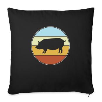 Cochon Rétro - Housse de coussin décorative 45 x 45 cm - noir - Devant