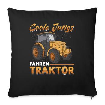 Coole Jungs fahren Traktor für jeden Traktorfan - Sofakissenbezug 45 x 45 cm - Schwarz - Vorne