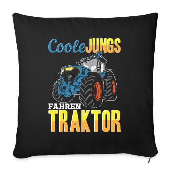 Coole Jungs fahren Traktor für jeden Traktorfan - Sofakissenbezug 45 x 45 cm - Schwarz - Vorne